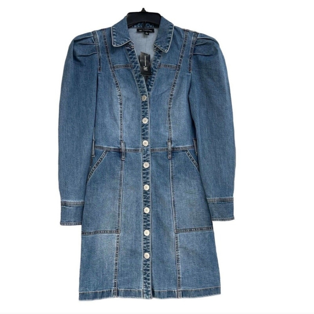 Brand New Patch Pocket Puff Sleeve Denim Dress Sz 4